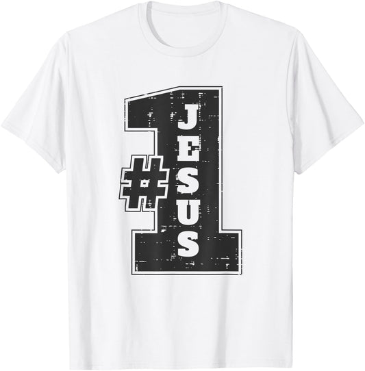Jesus The Number One | Cool Christian Jesus Vintage T-Shirt - T-Shirt | White