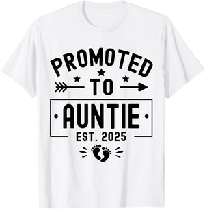 Promoted To Auntie Est. 2025 Soon To Be Aunt New Auntie 2025 T-Shirt - T-Shirt | White
