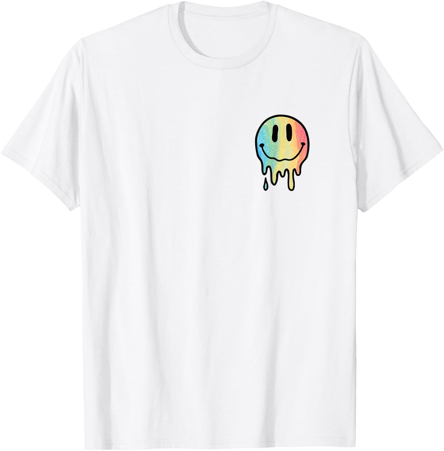 Melted Dripping Happy Face Rainbow Melting Smile Face Kids T-Shirt - T-Shirt | White