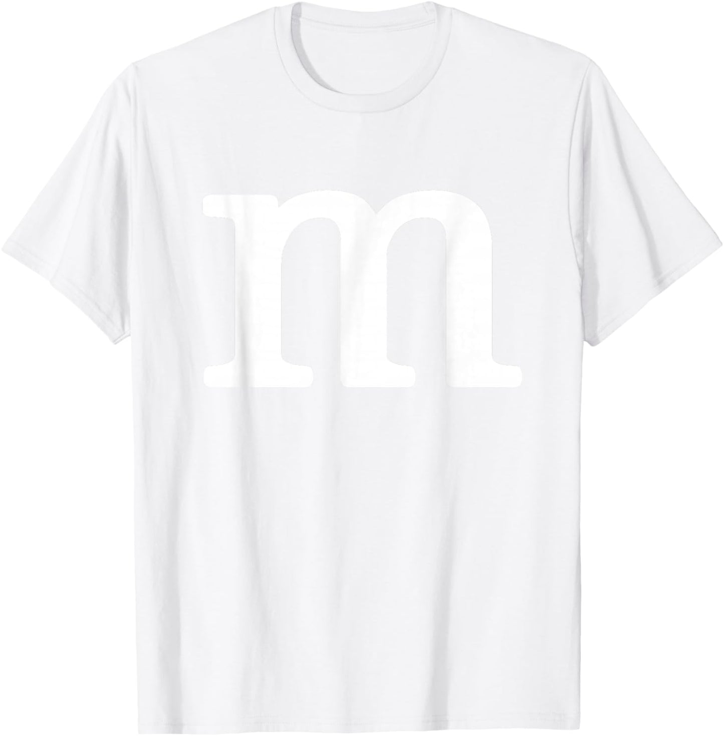 Letter M Funny Group Halloween Team Easy Lazy Costume T-Shirt - T-Shirt | White