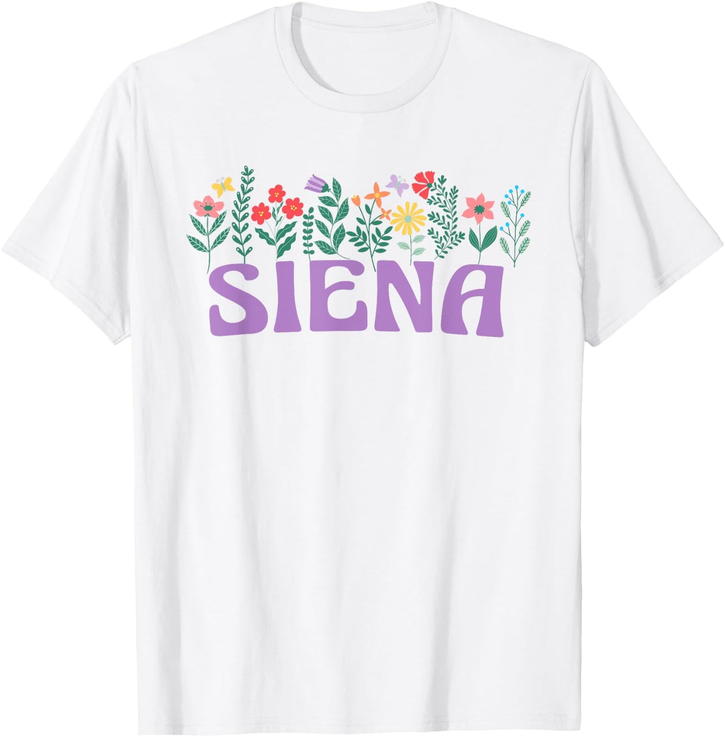 Wildflower Floral Siena First Name Mother's Day Women T-Shirt - T-Shirt | White