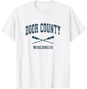 Door County Wisconsin Vintage Nautical Paddles Sports Oars T-Shirt - T-Shirt | White