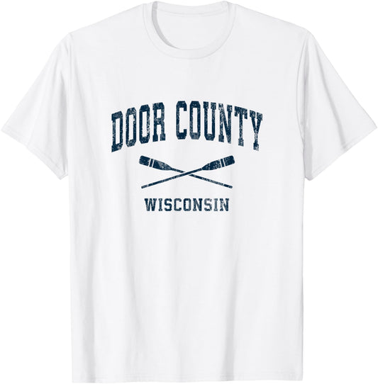 Door County Wisconsin Vintage Nautical Paddles Sports Oars T-Shirt - T-Shirt | White