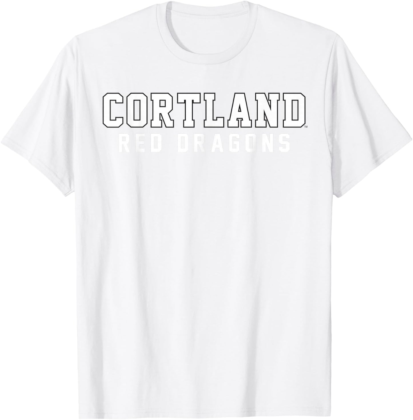 SUNY Cortland Red Dragons Classic Stacked Collegiate Text T-Shirt - T-Shirt | White