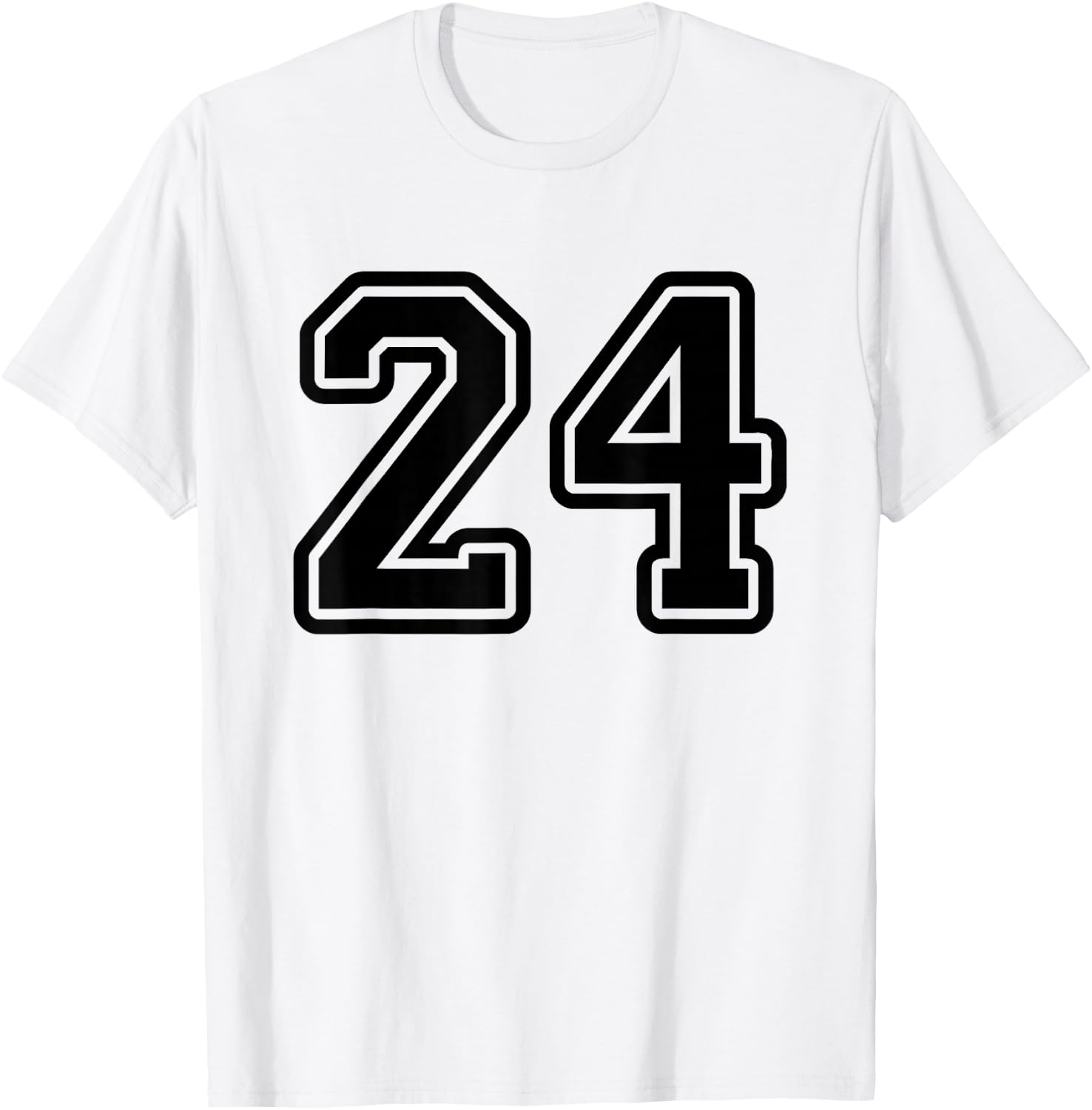 Number #24 Black Sport Varsity Number 24 T-Shirt - T-Shirt | White