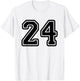 Number #24 Black Sport Varsity Number 24 T-Shirt - T-Shirt | White