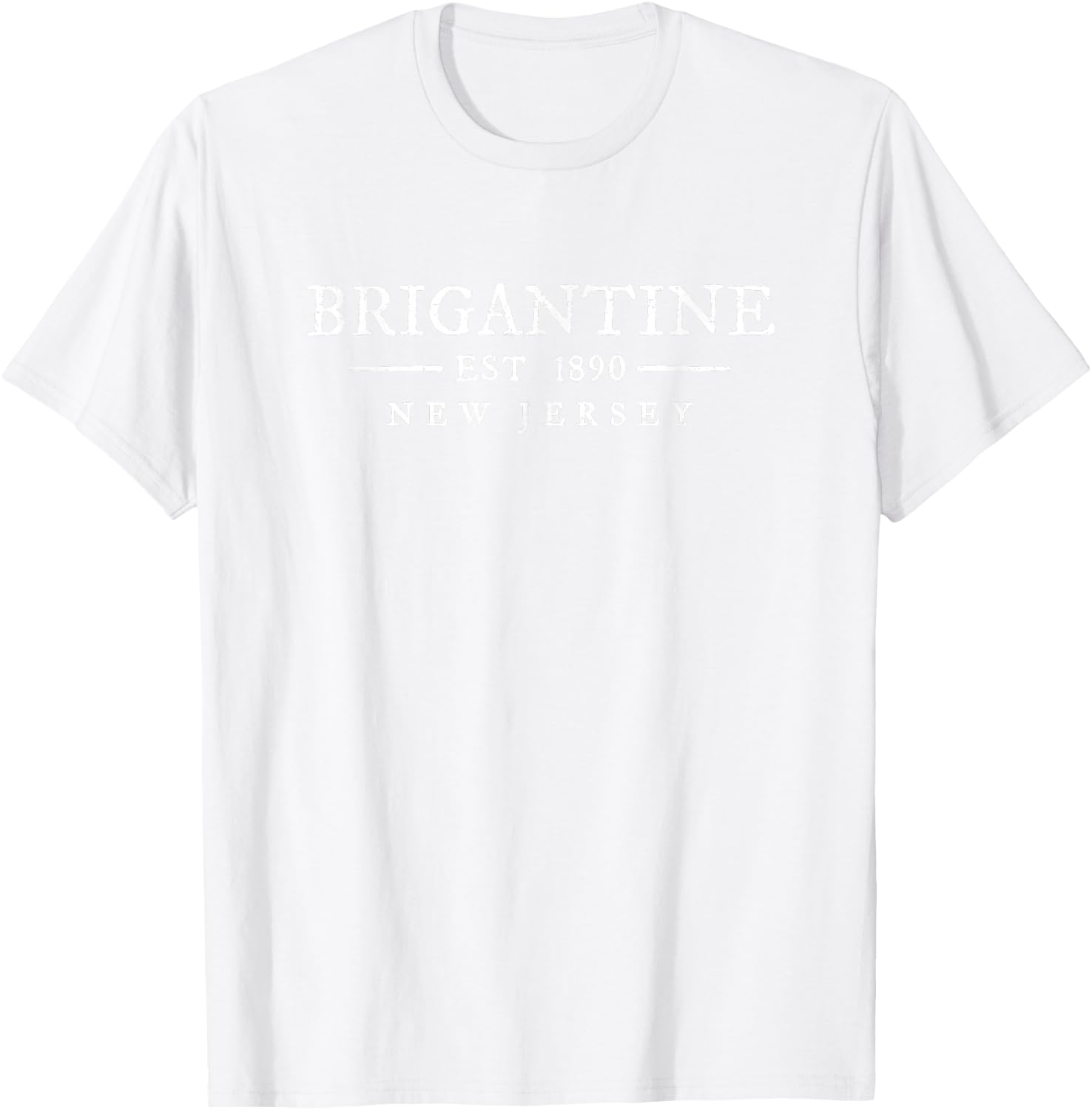 Brigantine New Jersey Vintage Letter Text Established T-Shirt - T-Shirt | White