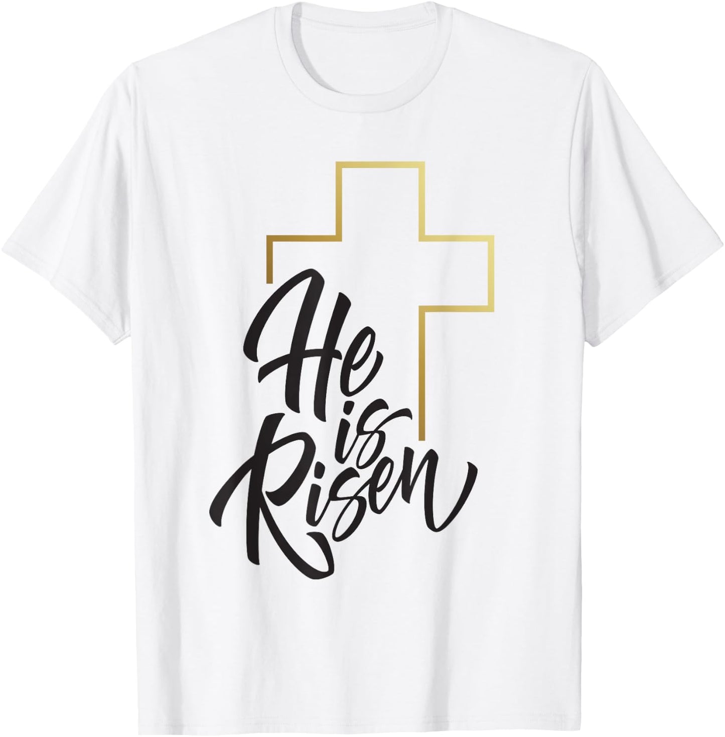 Happy Easter Shirt He Is Risen Jesus Cross Scripture Matthew T-Shirt - T-Shirt | White