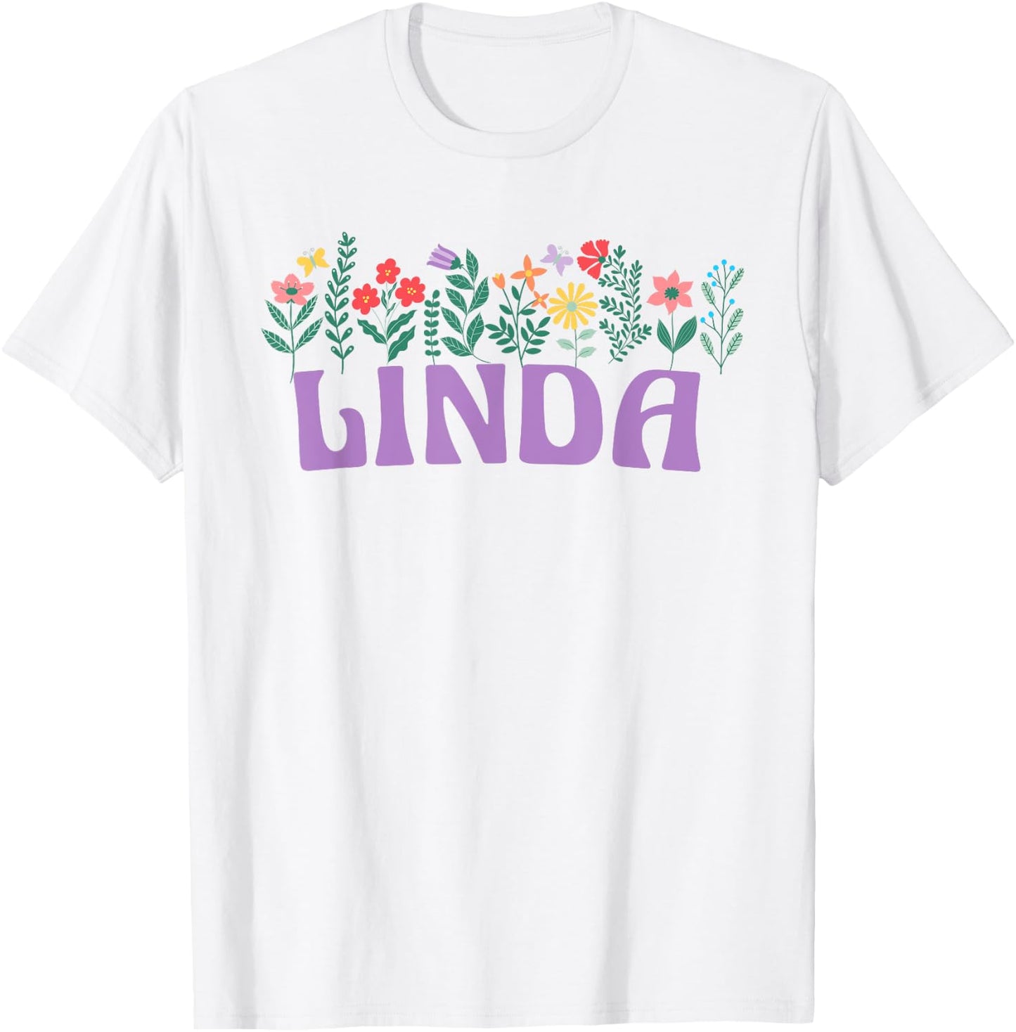 Wildflower Floral Linda First Name Mother's Day Women T-Shirt - T-Shirt | White
