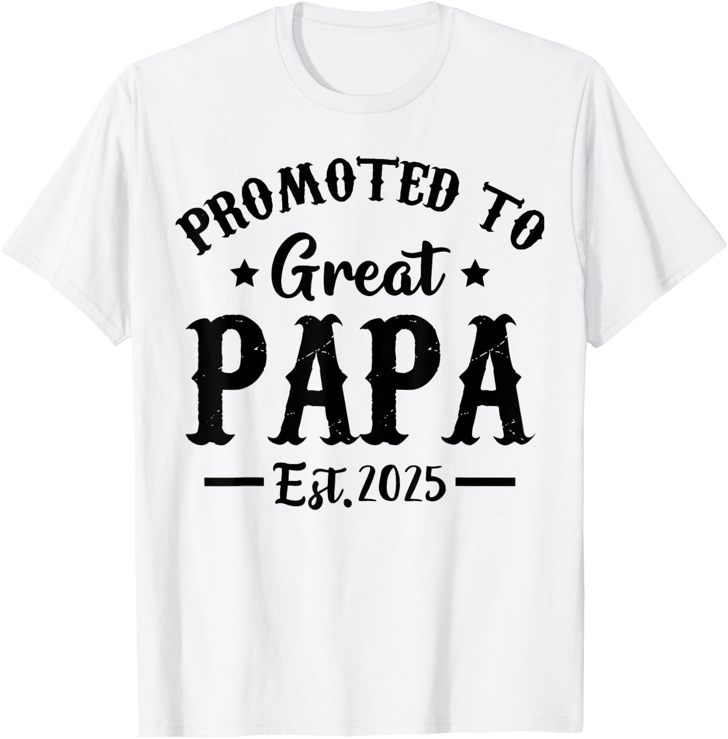 Promoted To Great Papa Est 2025 Dad T-Shirt - T-Shirt | White