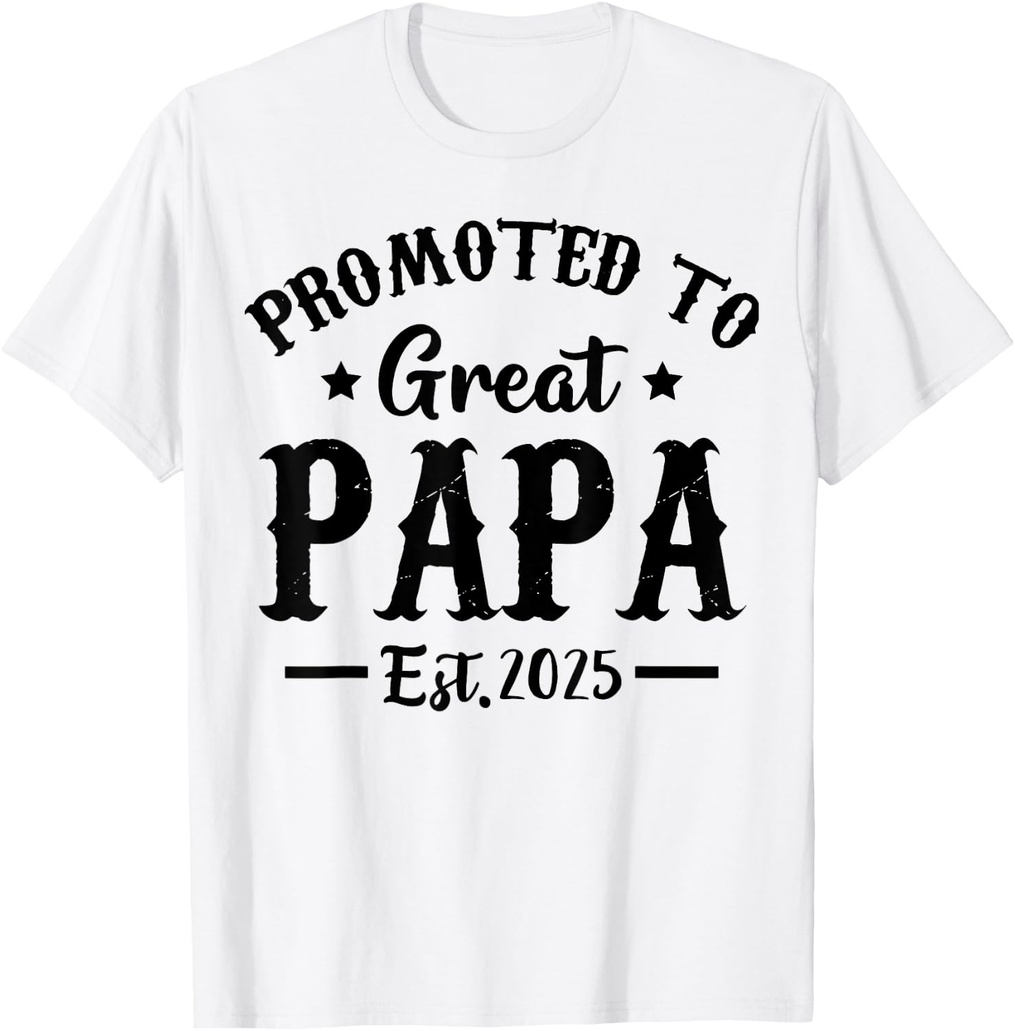 Promoted To Great Papa Est 2025 Dad T-Shirt - T-Shirt | White