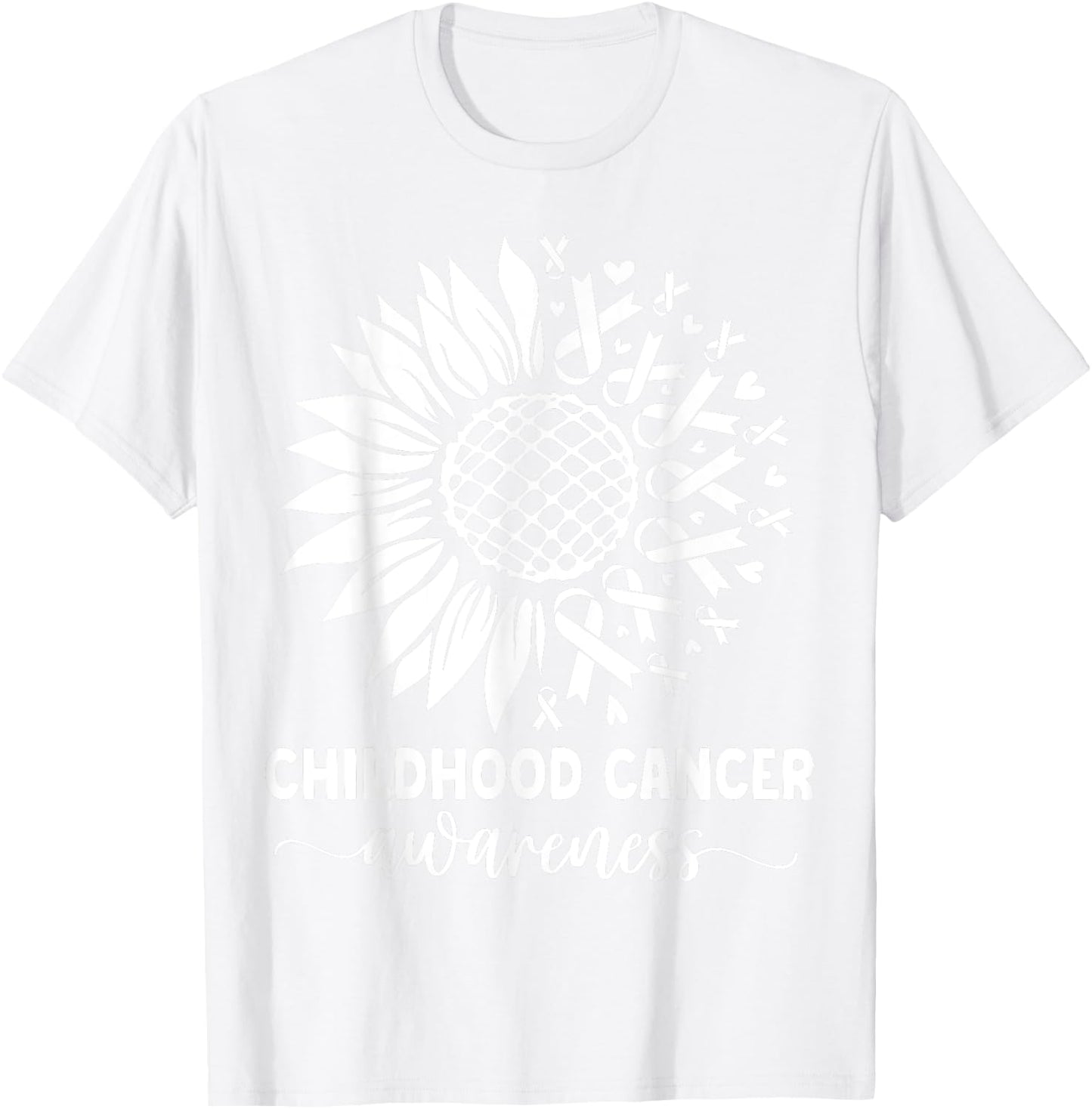 Childhood Cancer awareness Sunflower yellow childhood cancer T-Shirt - T-Shirt | White