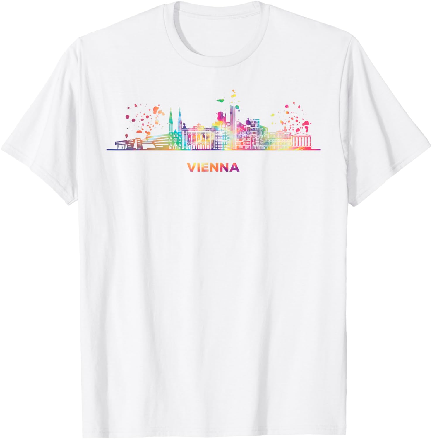 Vienesse Skyline Colorful Cityscape Vienna T-Shirt - T-Shirt | White