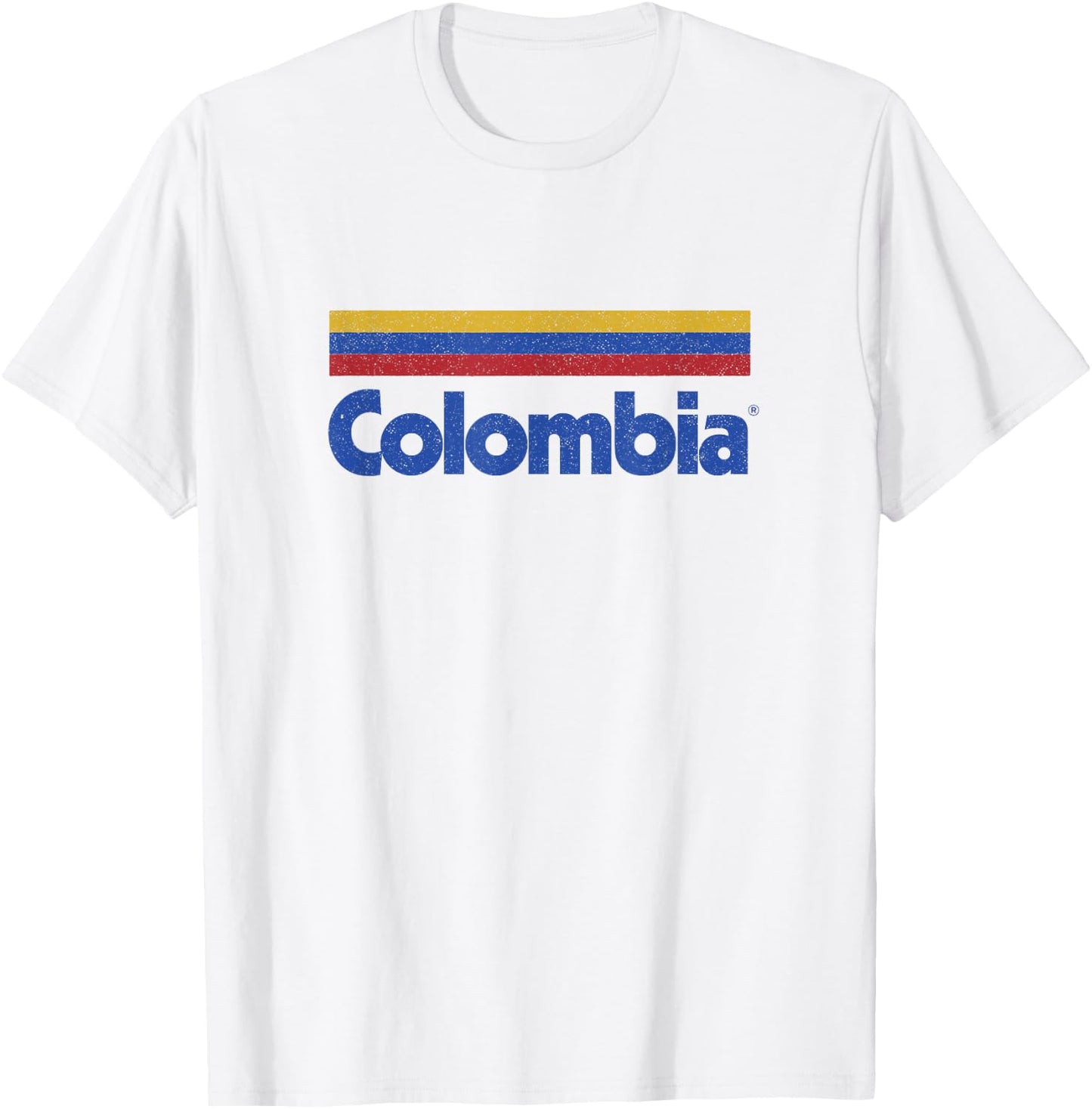 Retro Colombia Flag Vintage Colombian Pride Yellow Colombia T-Shirt - T-Shirt | White