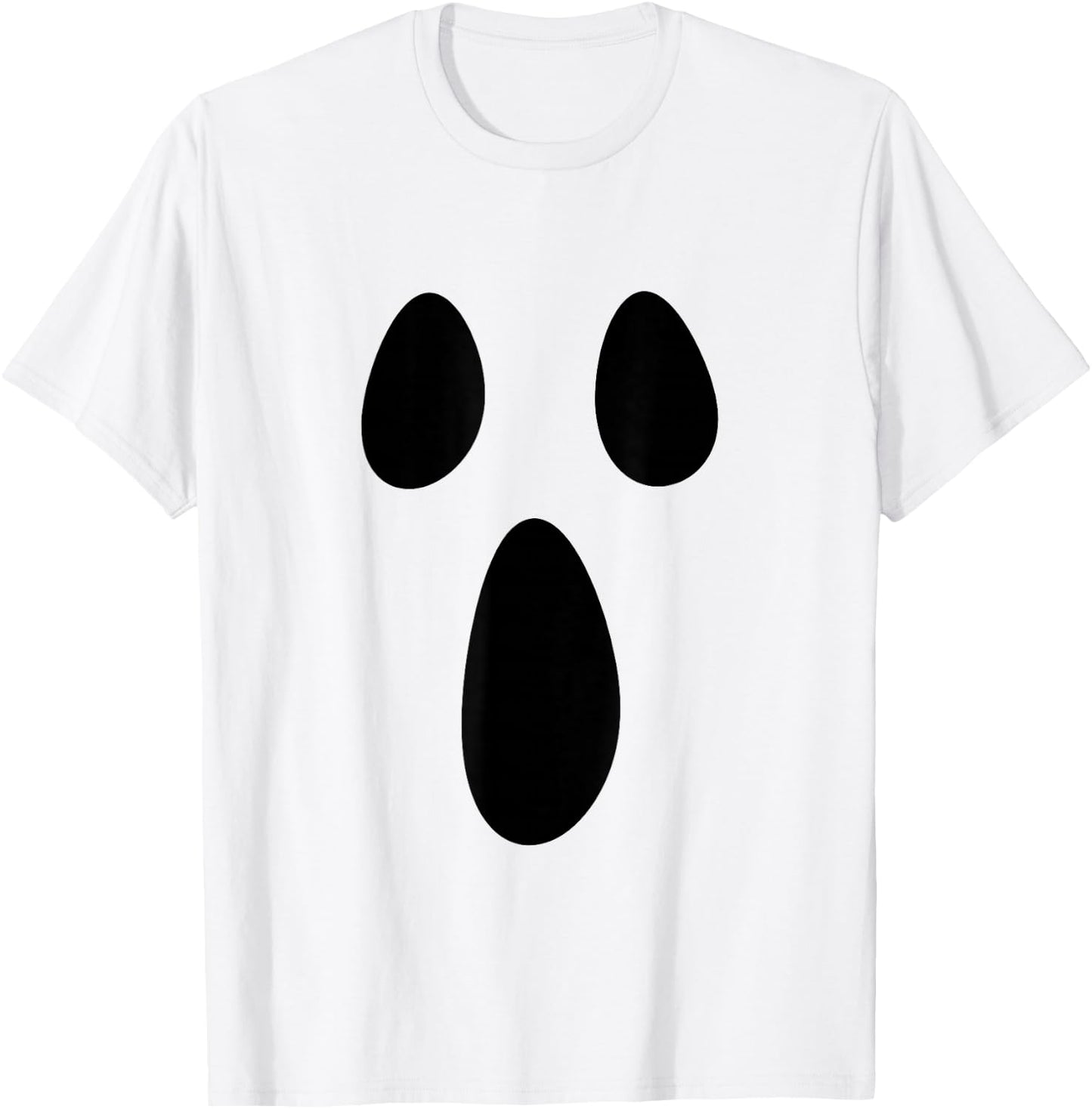 Ghost Silly Face Spooky Halloween Ghoul Face Easy Costume T-Shirt - T-Shirt | White