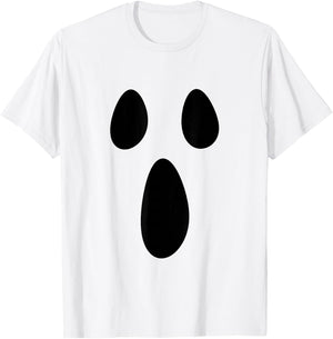 Ghost Silly Face Spooky Halloween Ghoul Face Easy Costume T-Shirt - T-Shirt | White