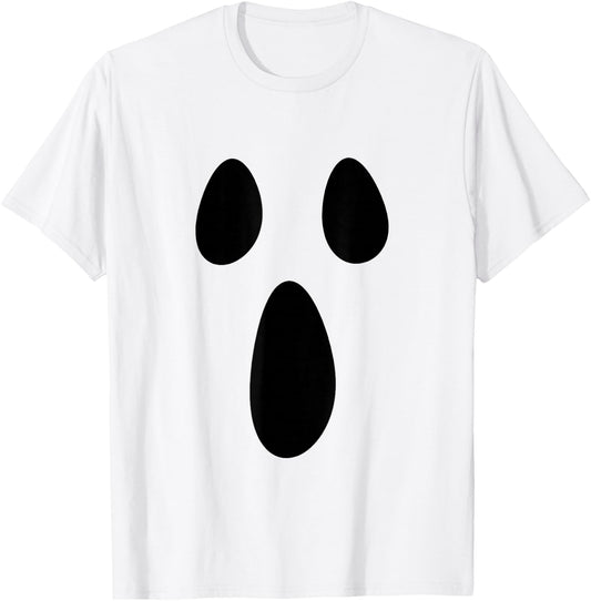 Ghost Silly Face Spooky Halloween Ghoul Face Easy Costume T-Shirt - T-Shirt | White