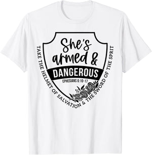 She's Armed & Dangerous Take The Helmet Of Salvation T-Shirt - T-Shirt | White
