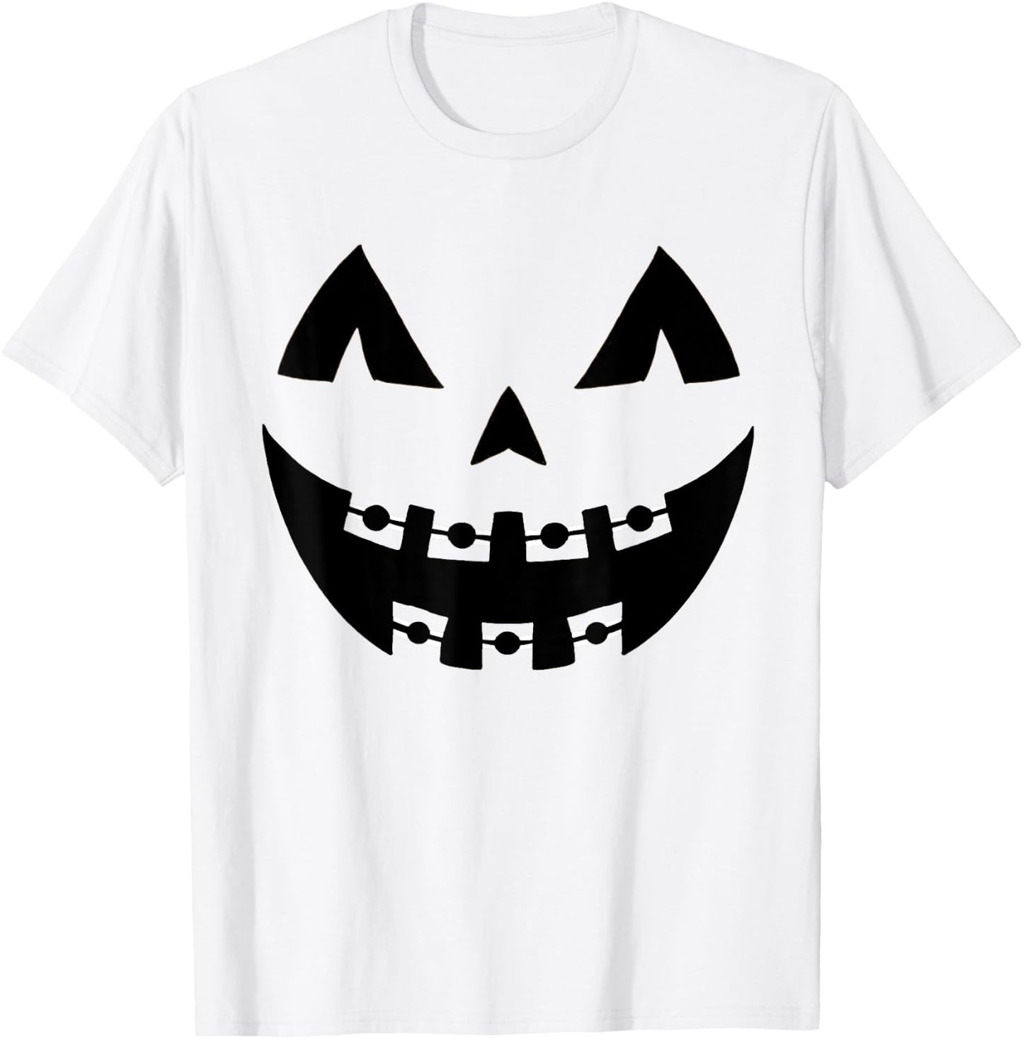 Halloween Jack O Lantern Face Pumpkin Braces Orthodontics T-Shirt - T-Shirt | White