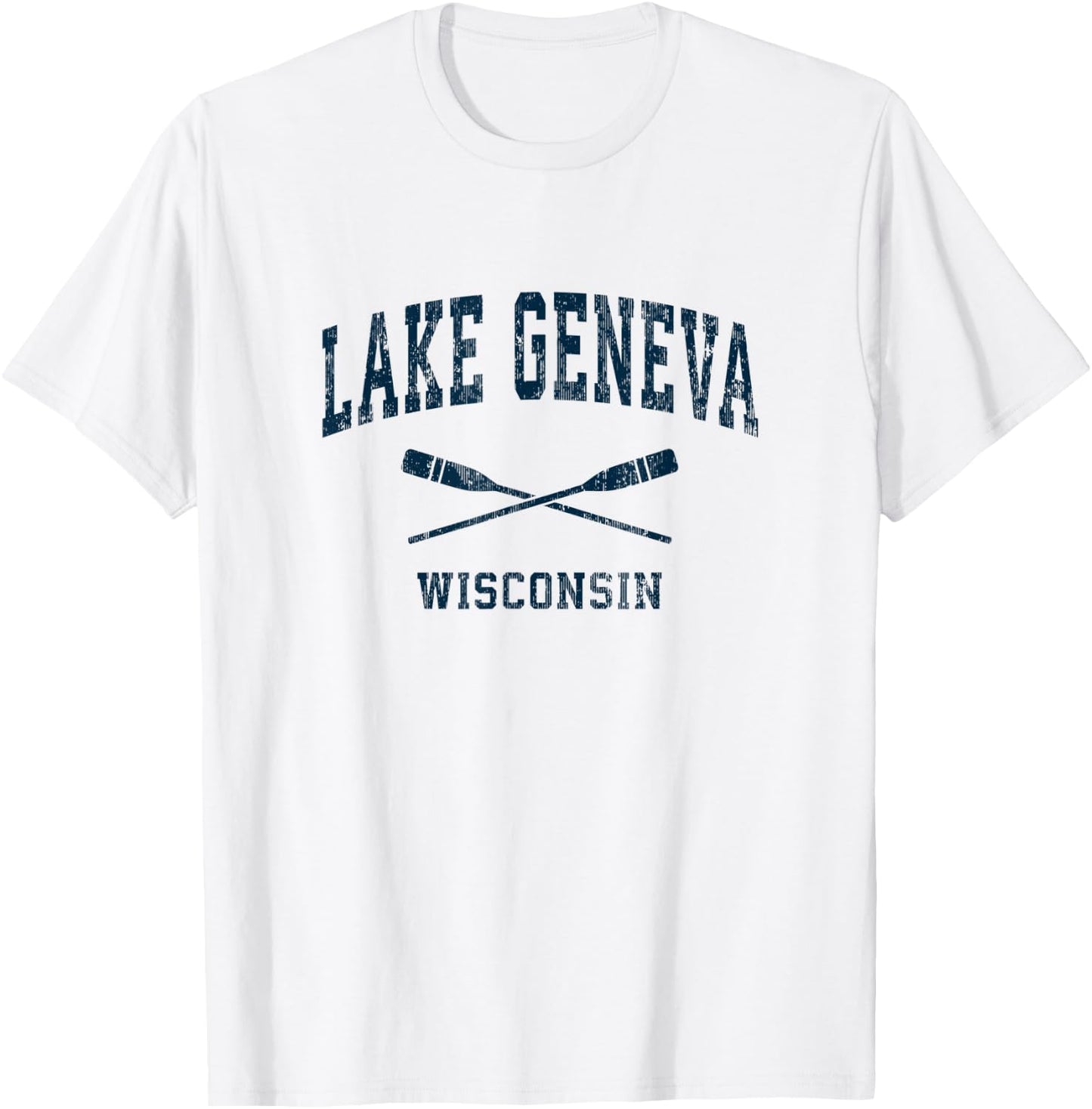 Lake Geneva Wisconsin Vintage Nautical Paddles Sports Oars T-Shirt - T-Shirt | White
