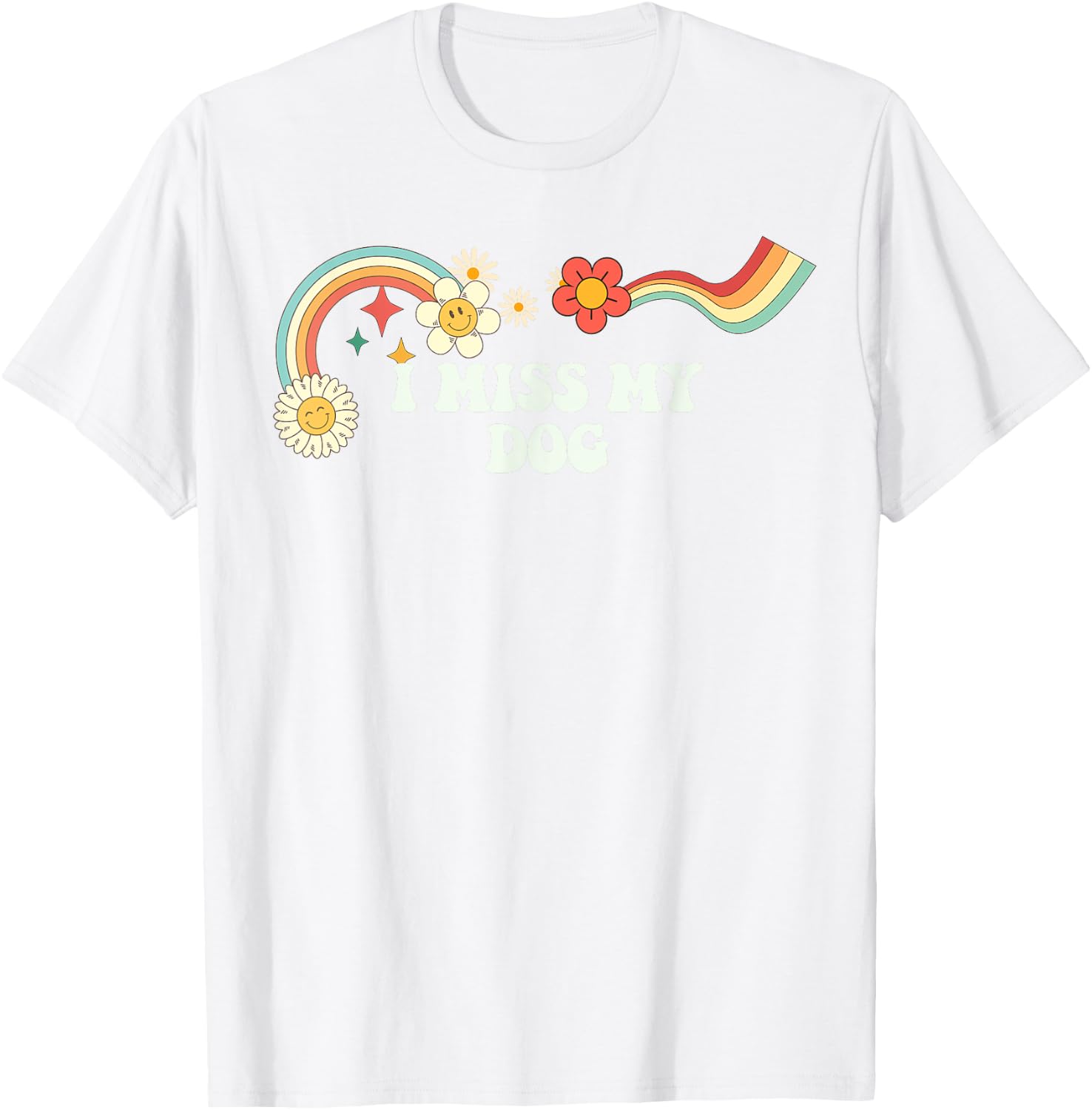 Groovy Funny I Miss My Dog Men Retro T-Shirt - T-Shirt | White