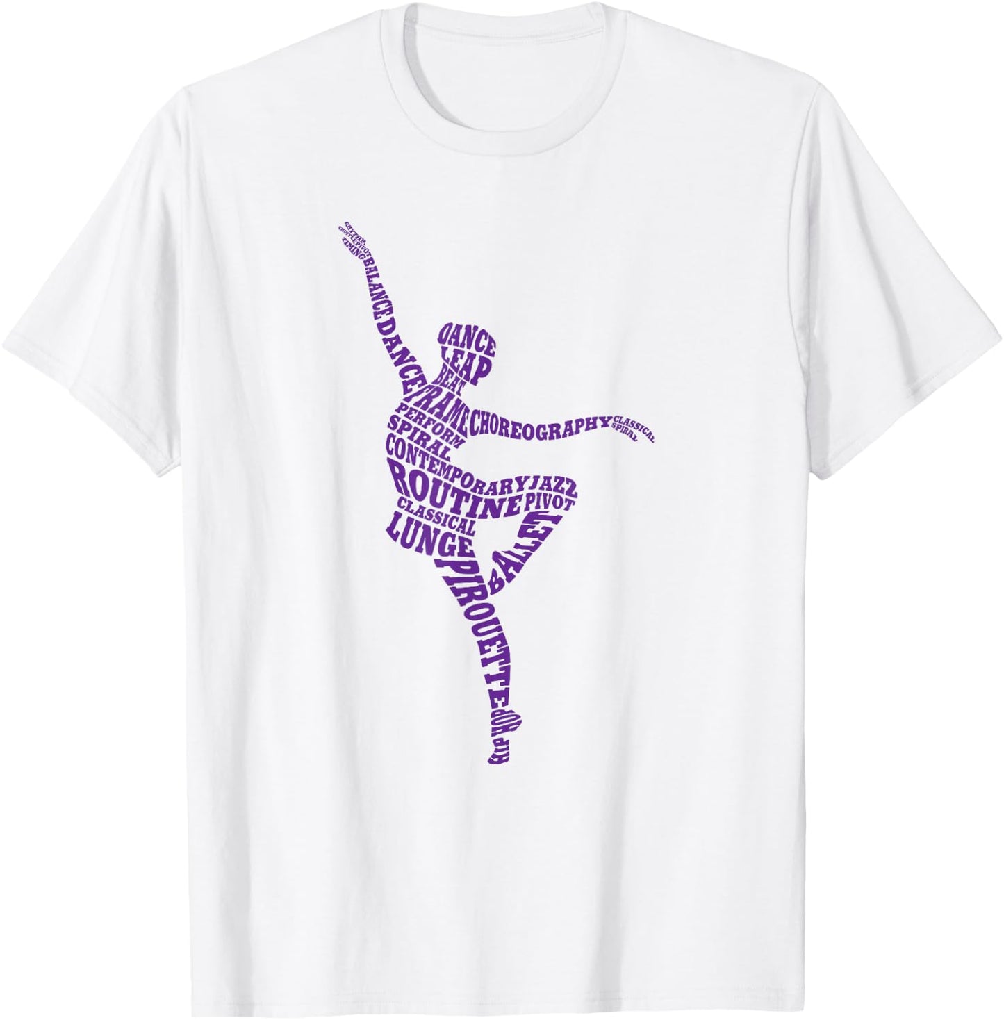 Dance Typography Dancer Word Art Dancing T-Shirt - T-Shirt | White