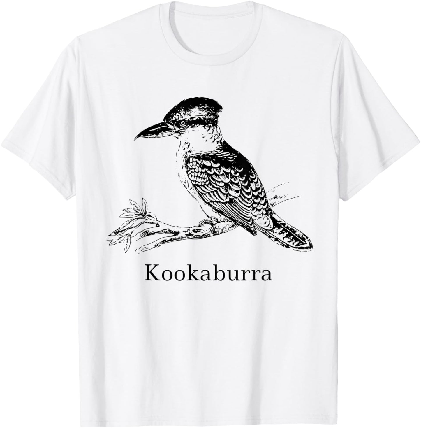 Kookaburra Bird Shirt Ornithology Black Lines T-Shirt - T-Shirt | White