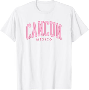 Cancun Mexico Cruise Retro Pink Preppy Throwback T-Shirt - T-Shirt | White