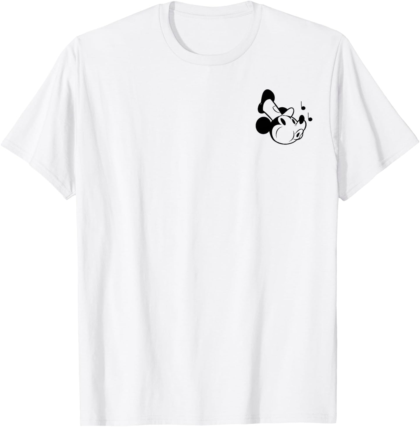 Disney Steamboat Willie Retro Mickey Small Chest Pocket Logo T-Shirt - T-Shirt | White