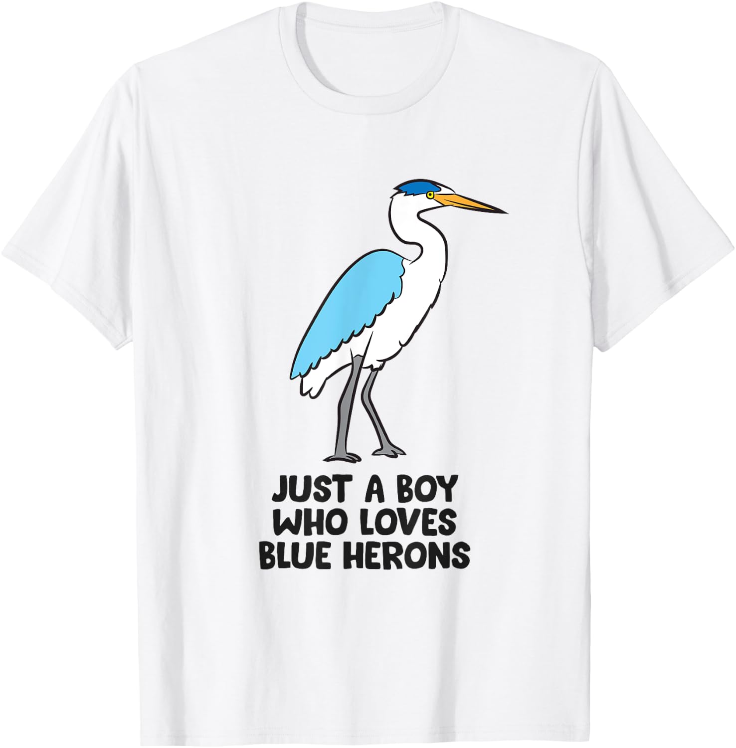 Just a Boy Who Loves Great Blue Heron Birds T-Shirt - T-Shirt | White