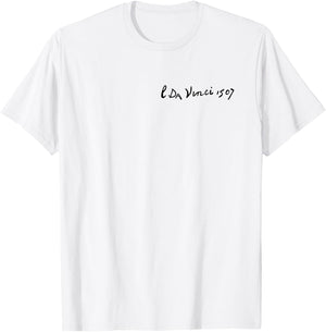 Leonardo Da Vinci 1507 Signature Art Sketch Study discreet T-Shirt - T-Shirt | White