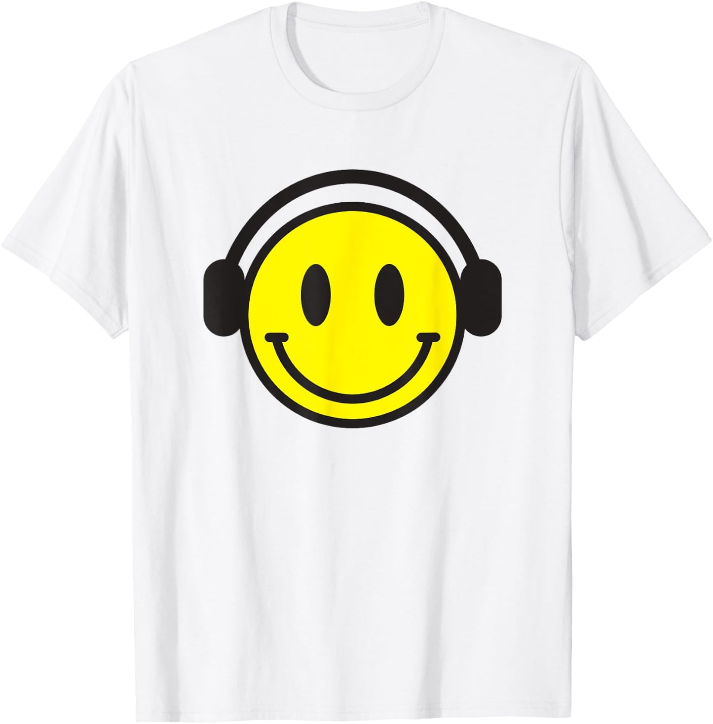 Retro Happy Face 70s Headphones Shirt Cute Music Lovers Fun T-Shirt - T-Shirt | White