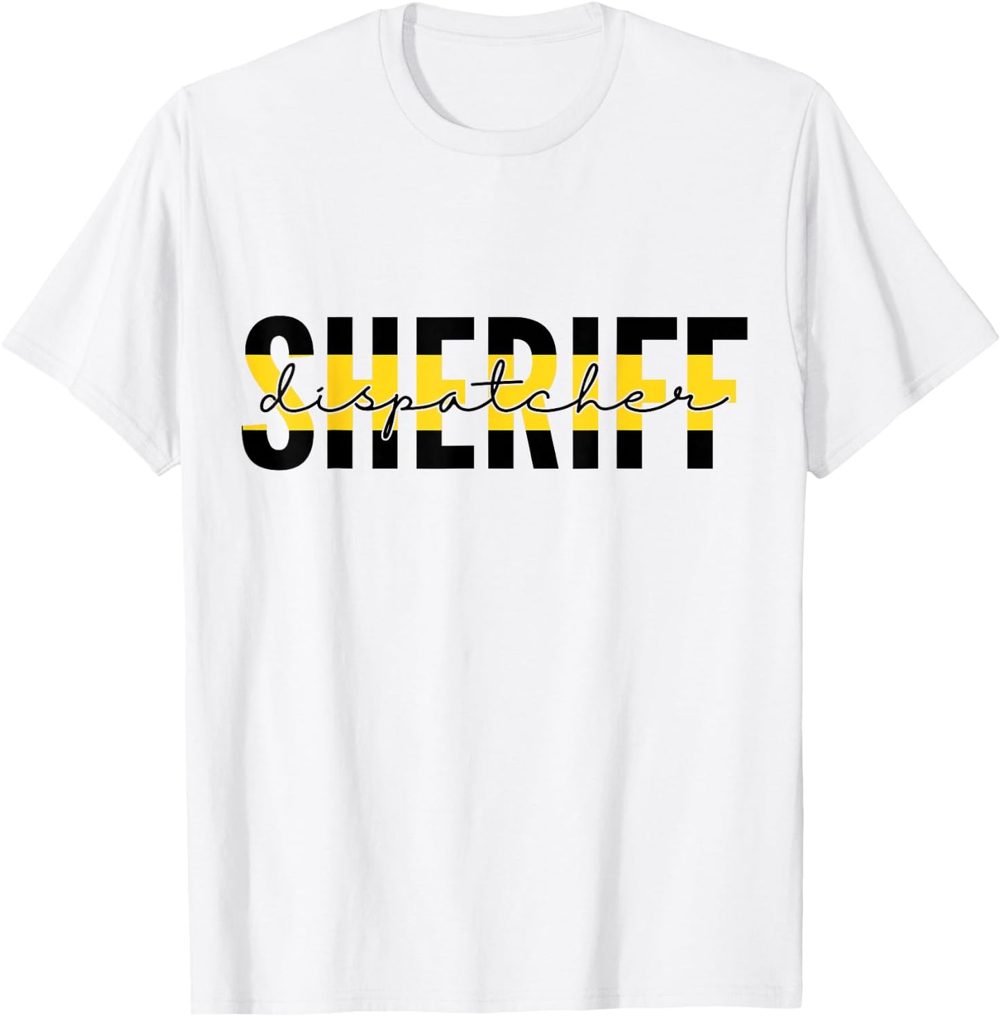 Proud Sheriff Dispatcher Thin Gold Line 911 Dispatch T-Shirt - T-Shirt | White