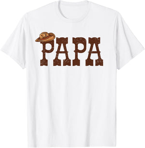 Papa Dad Western Family Matching Birthday Cowboy Cowgirl T-Shirt - T-Shirt | White
