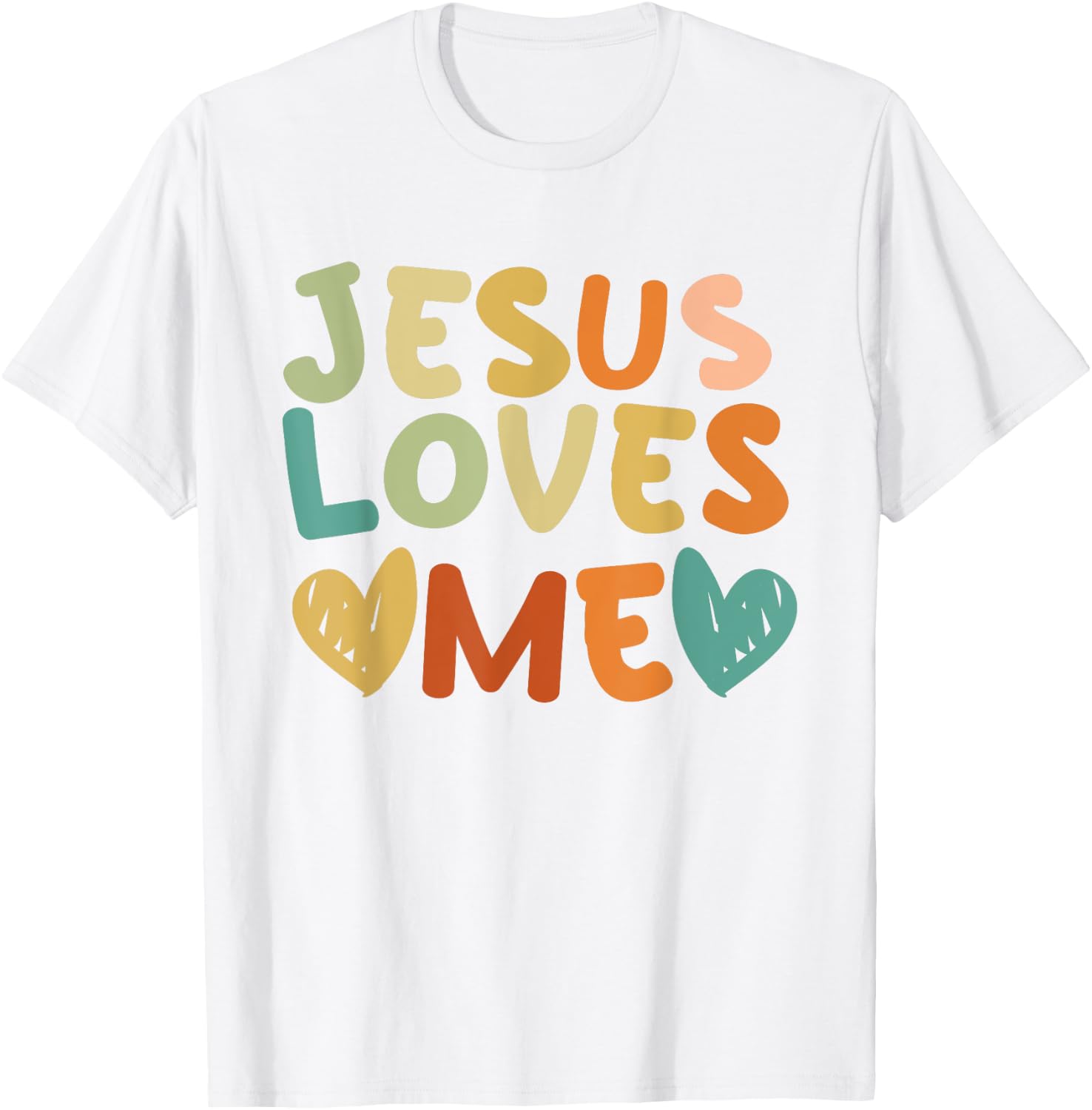 Groovy Jesus Loves Me Biblical Christian Church Retro T-Shirt - T-Shirt | White