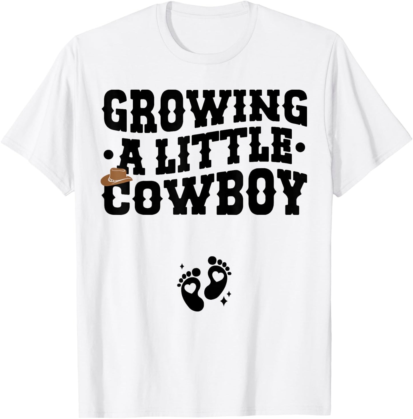 Country Pregnancy Announcement - Growing a Little Cowboy T-Shirt - T-Shirt | White