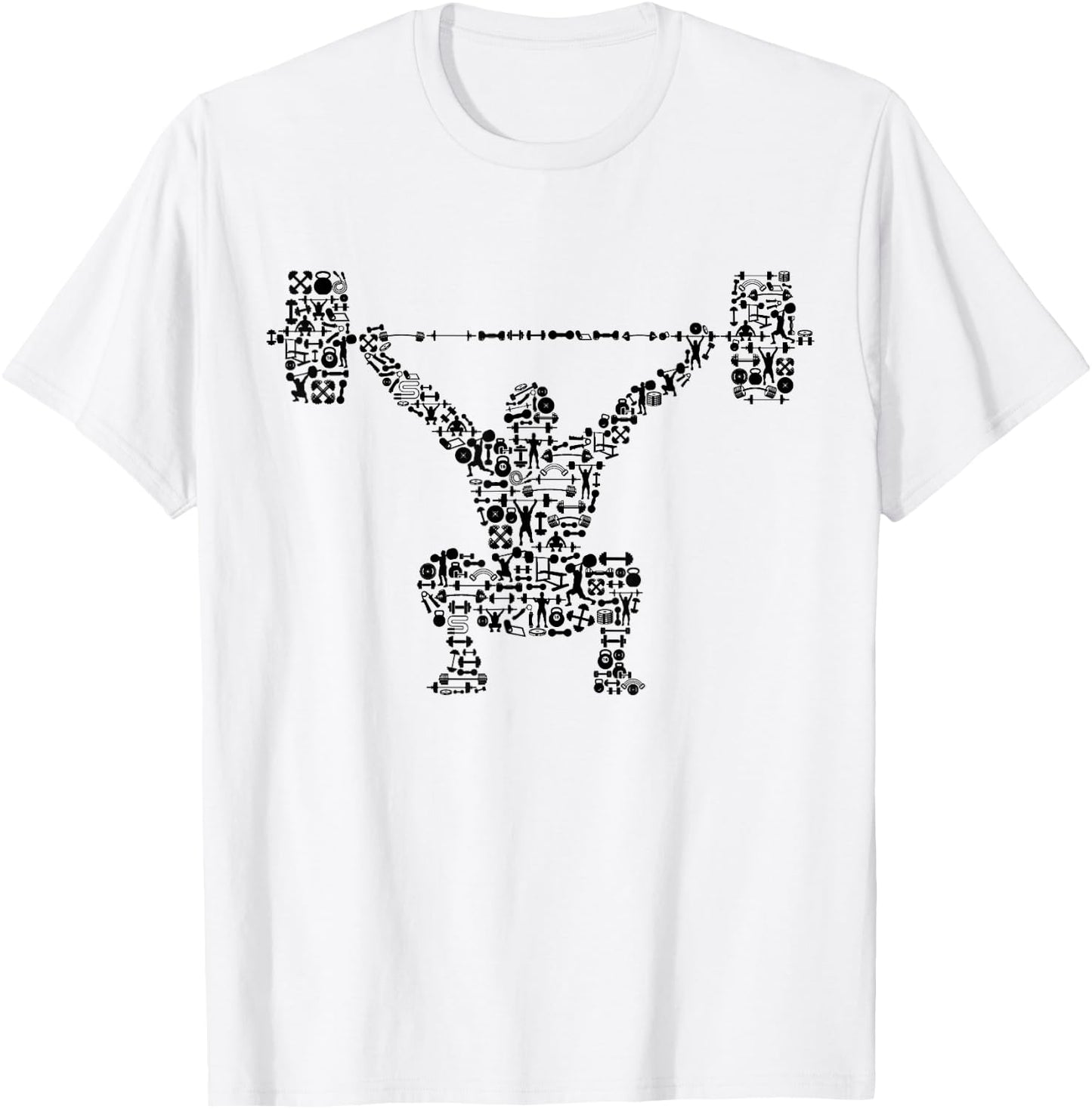 Shape Collage Gym Shirt | Bodybuilder Shirt | Weightlifting T-Shirt - T-Shirt | White