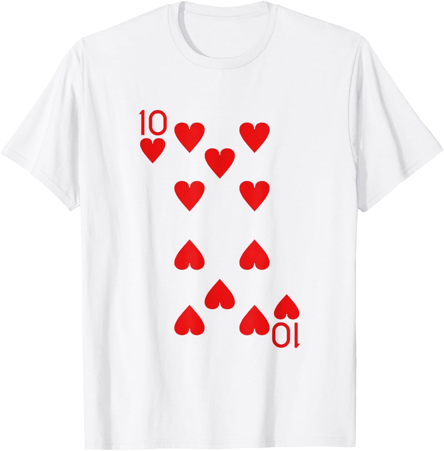Ten of Hearts Royal Flush Costume Halloween Playing Cards T-Shirt - T-Shirt | White