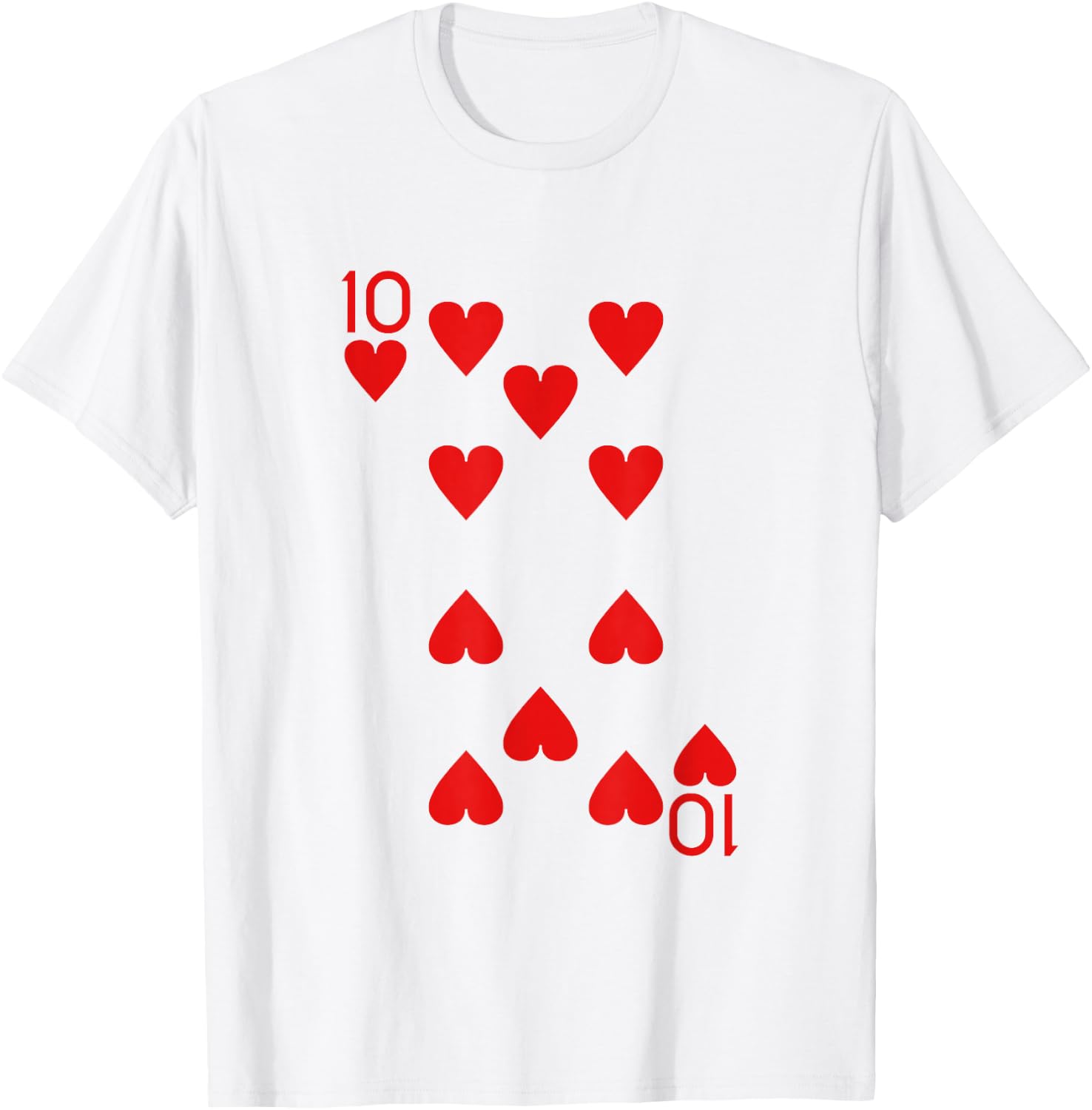 Ten of Hearts Royal Flush Costume Halloween Playing Cards T-Shirt - T-Shirt | White