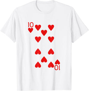 Ten of Hearts Royal Flush Costume Halloween Playing Cards T-Shirt - T-Shirt | White