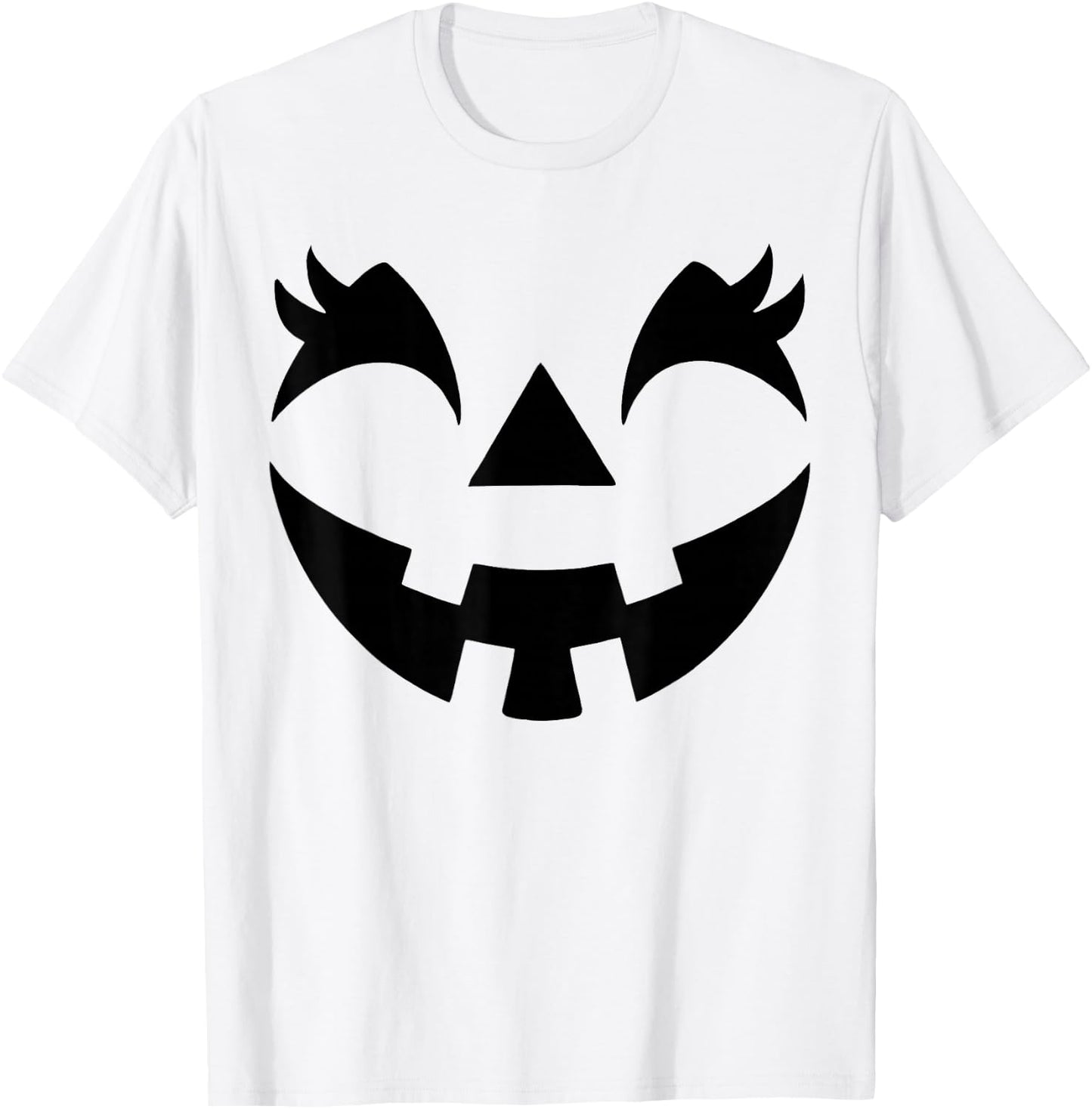Jack O Lantern Face Pumpkin Eyelashes Hallowen Costume Funny T-Shirt - T-Shirt | White
