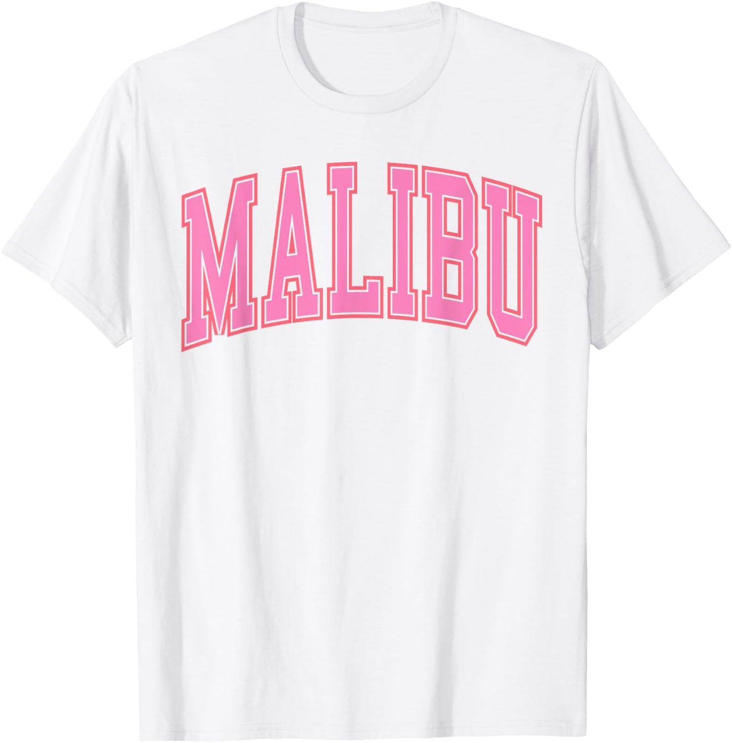 Preppy Varsity Pink Malibu California Teen Girls T-Shirt - T-Shirt | White