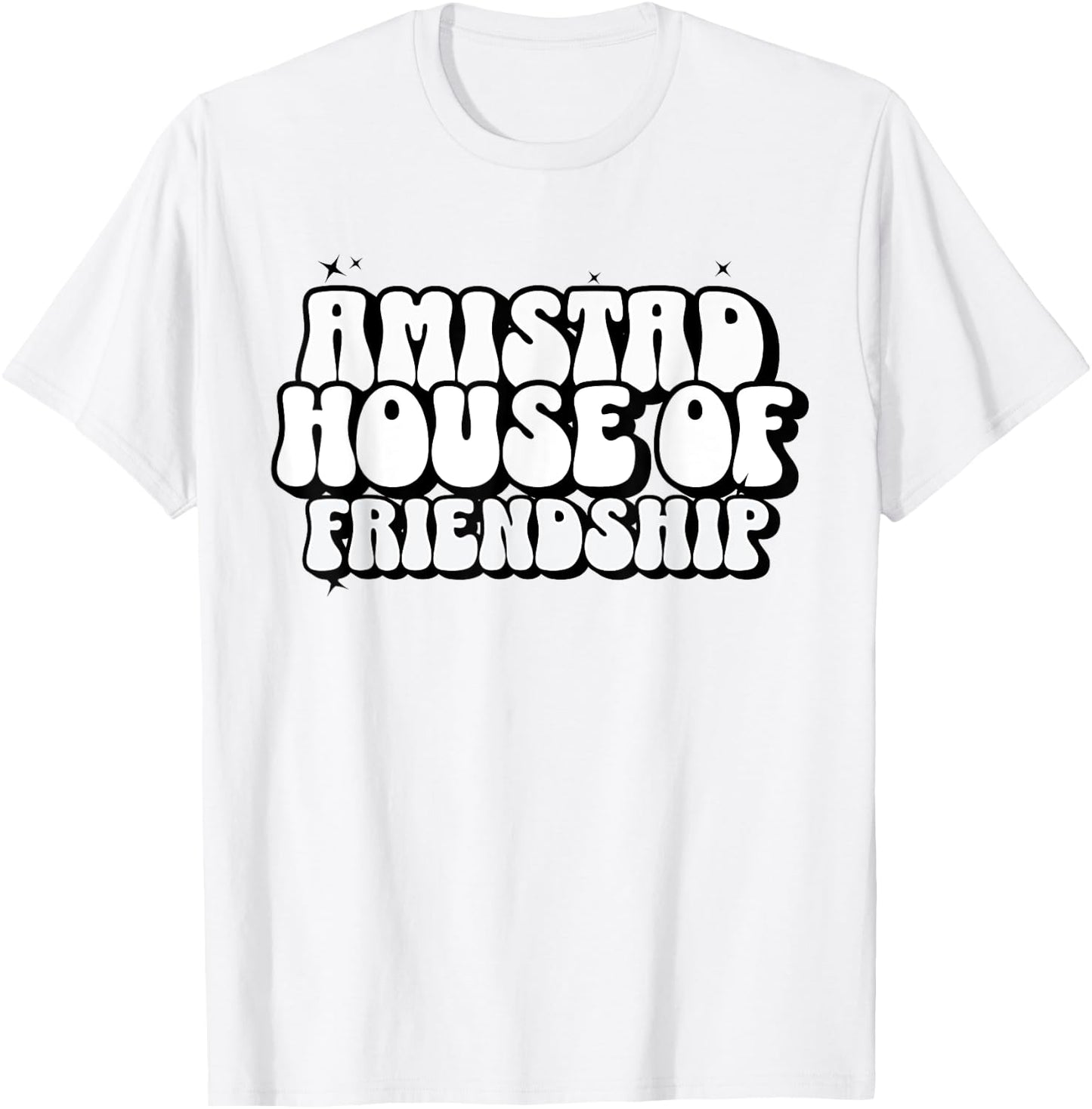AMISTAD House Of Friendship Red Retro Groovy Social AMISTAD T-Shirt - T-Shirt | White