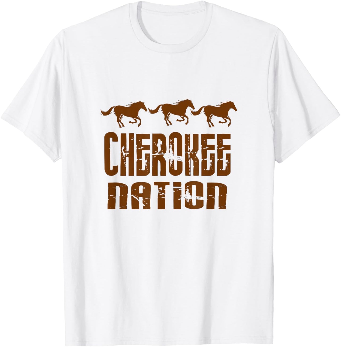 Cherokee Nation With Running Horses T-Shirt - T-Shirt | White