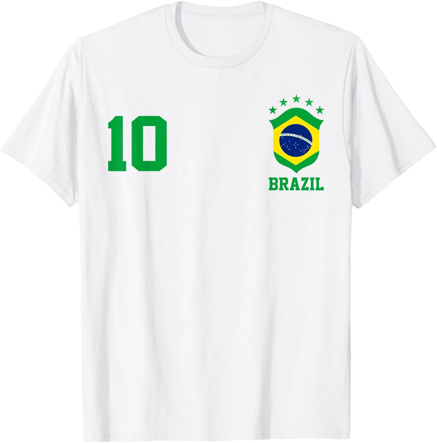 Chica Brazil Flag Brazilian Pride Soccer Jersey No.10 Lovers T-Shirt - T-Shirt | White