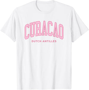 Vintage Curacao Pink Retro Preppy Throwback Souvenir T-Shirt - T-Shirt | White