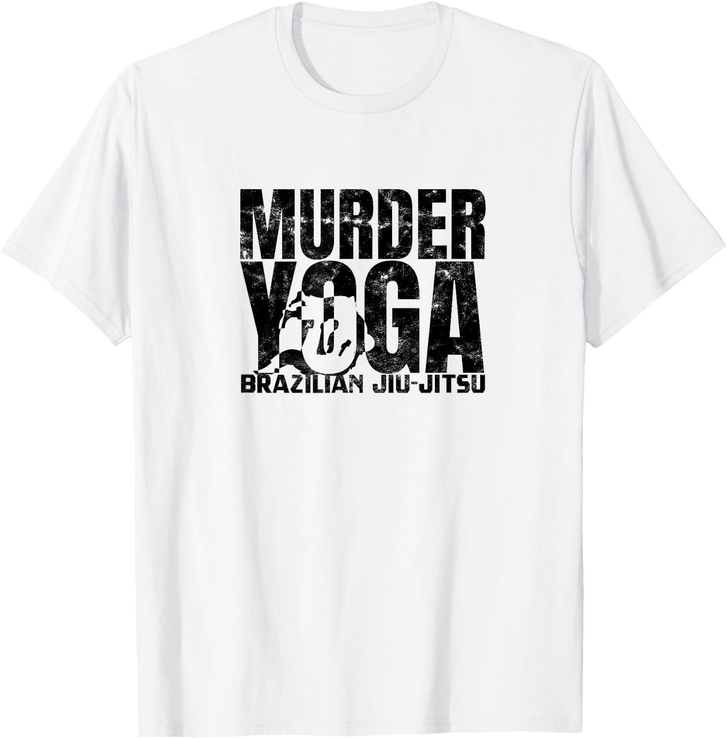 Murder Yoga - Funny Brazilian Jiu Jitsu Wrestling Distressed T-Shirt - T-Shirt | White