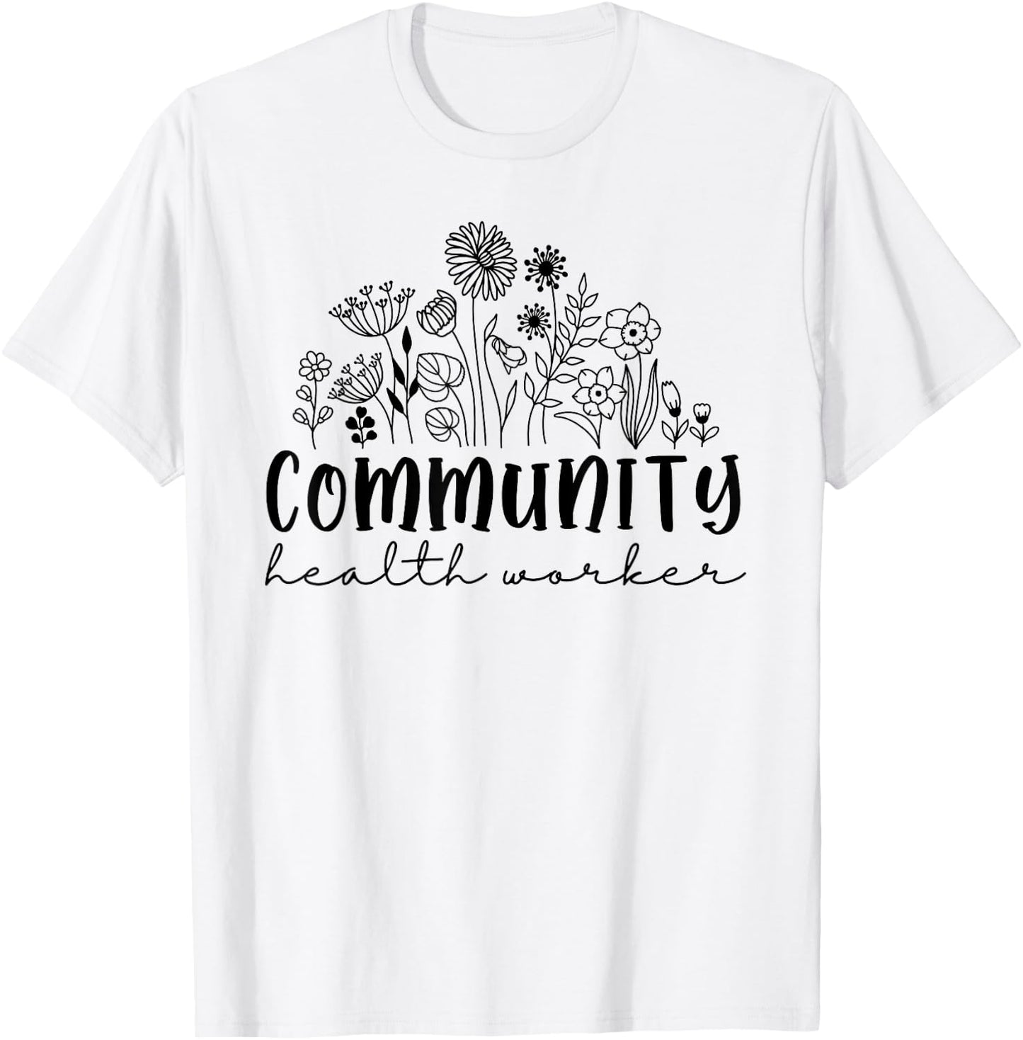 Retro Wildflower Community Health Worker Women Squad Nurse T-Shirt - T-Shirt | White