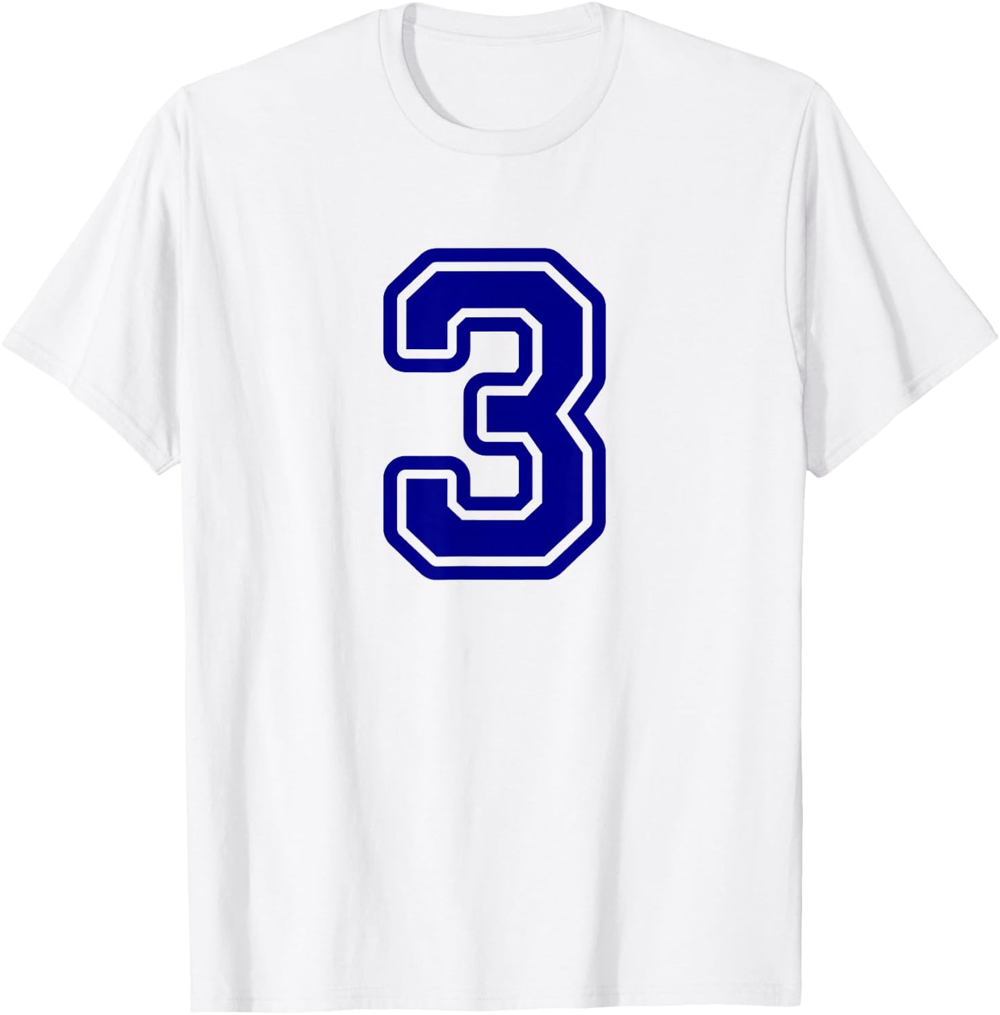 Number #3 Blue Sport Varsity Number 3 T-Shirt - T-Shirt | White