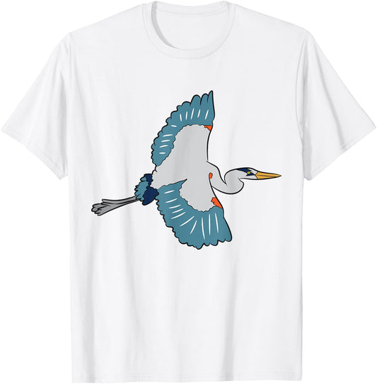 Great Blue Heron Bird Birdwatching Blue Herons T-Shirt - T-Shirt | White